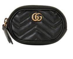Gucci GG Marmont Round Keyring Coin Purse, Leather, Black, 1147, DB/B, 3*